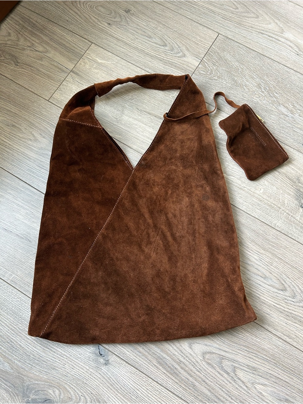 Brown Suede Hobo Slouchy Shoulder Bag - Picture 4 of 10